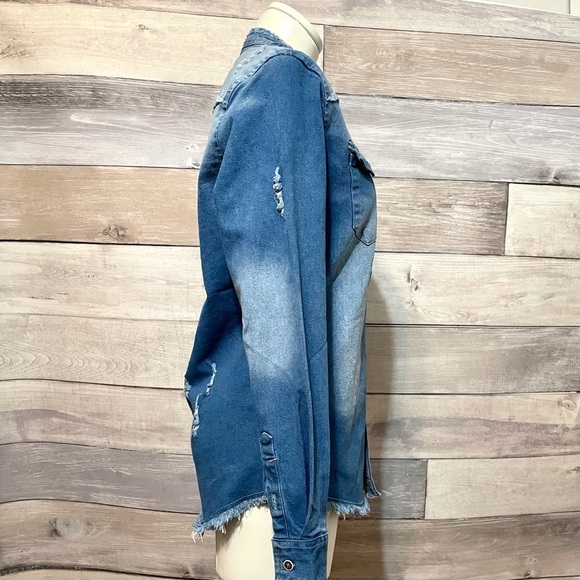 D & W Raw edge denim shirt S - Picture 3 of 7